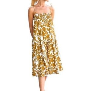 Greylin Brown and Cream Floral Midi dress